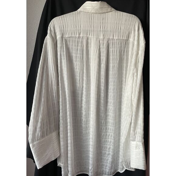 New Alice + Olivia Finely Oversized Long Button Down  Blouse Shirt  Off White M - Picture 3 of 4